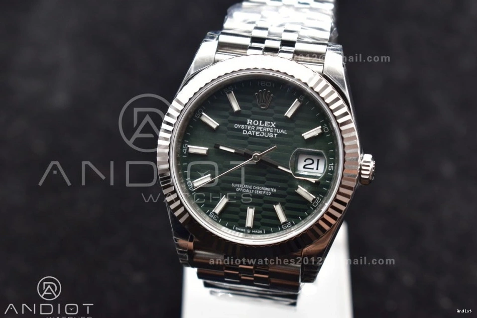 Best 1:1 Dial Bracelet Fluted on DateJust Steel VS3235 Jubilee 41 Edition 904L VSF 126334 Green Textured Bezel 0412